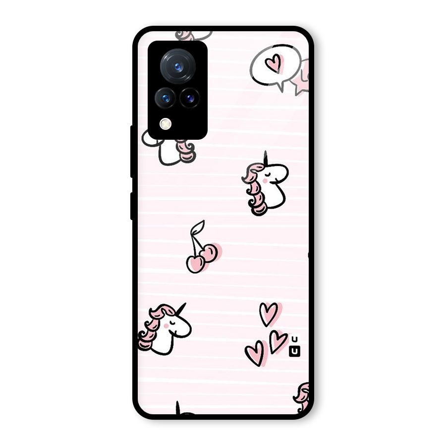 Strawberries And Unicorns Glass Back Case for Vivo V21 5G