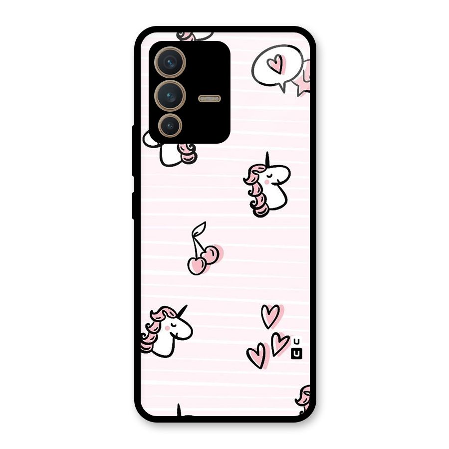 Strawberries And Unicorns Glass Back Case for Vivo V23 5G