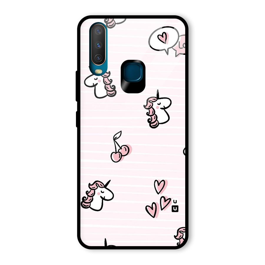 Strawberries And Unicorns Glass Back Case for Vivo Y15