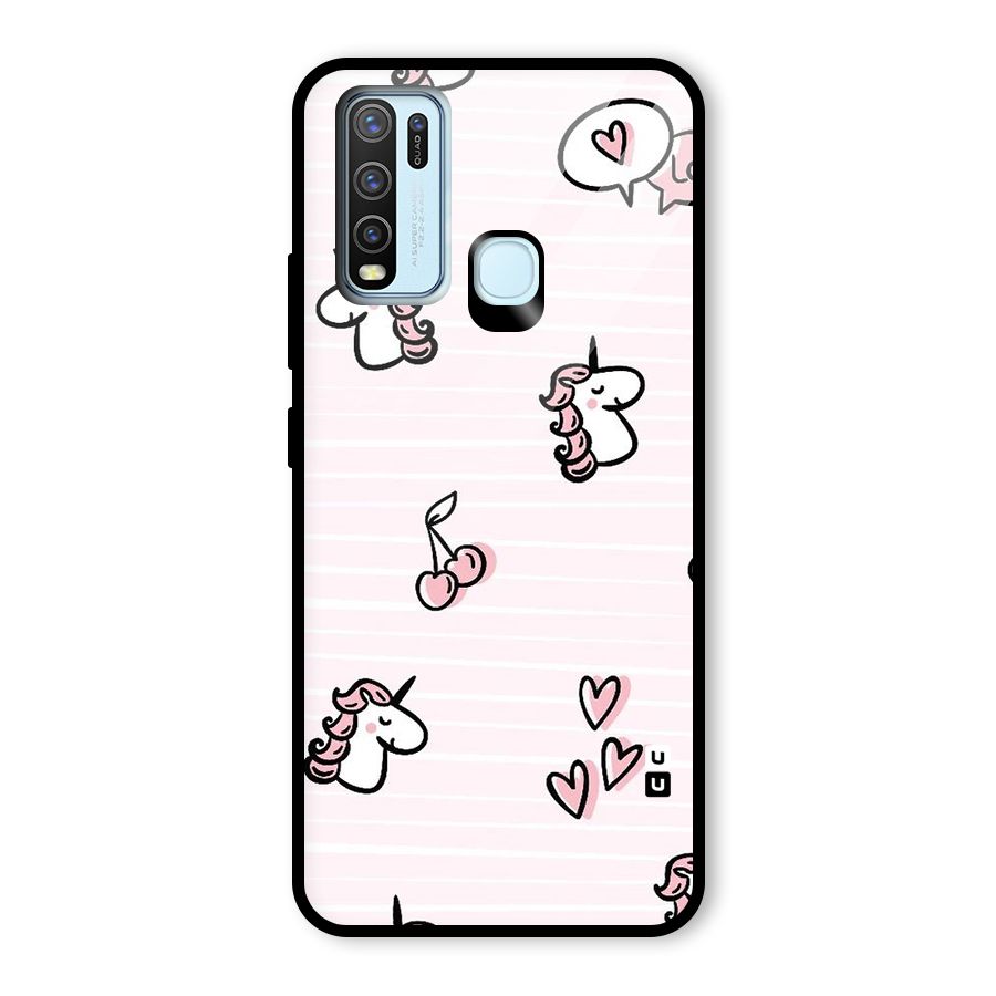Strawberries And Unicorns Glass Back Case for Vivo Y30