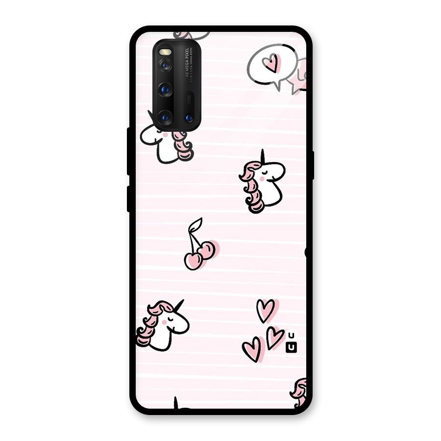Strawberries And Unicorns Glass Back Case for Vivo iQOO 3