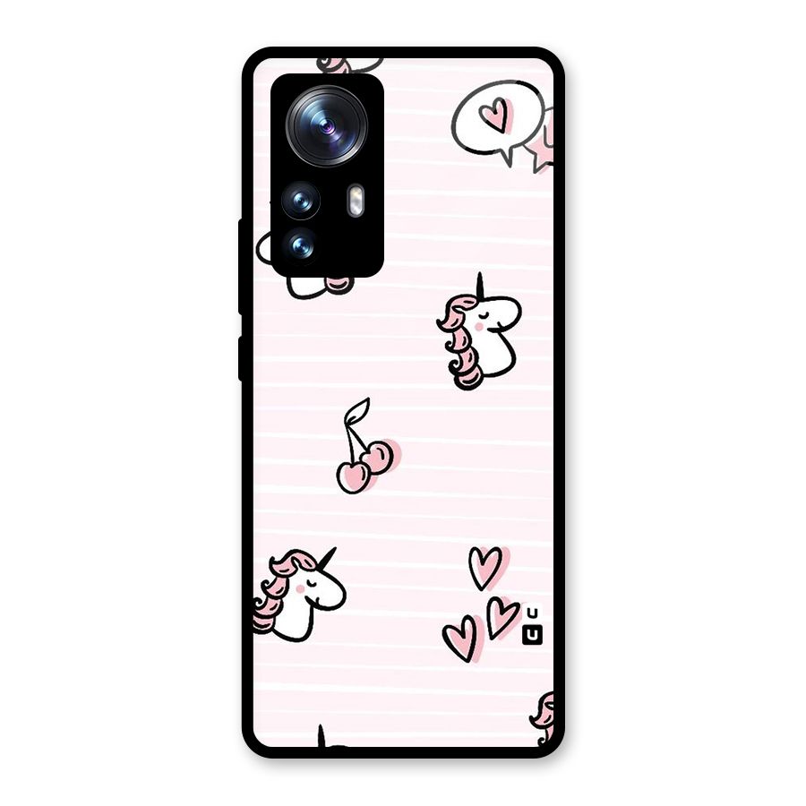 Strawberries And Unicorns Glass Back Case for Xiaomi 12 Pro