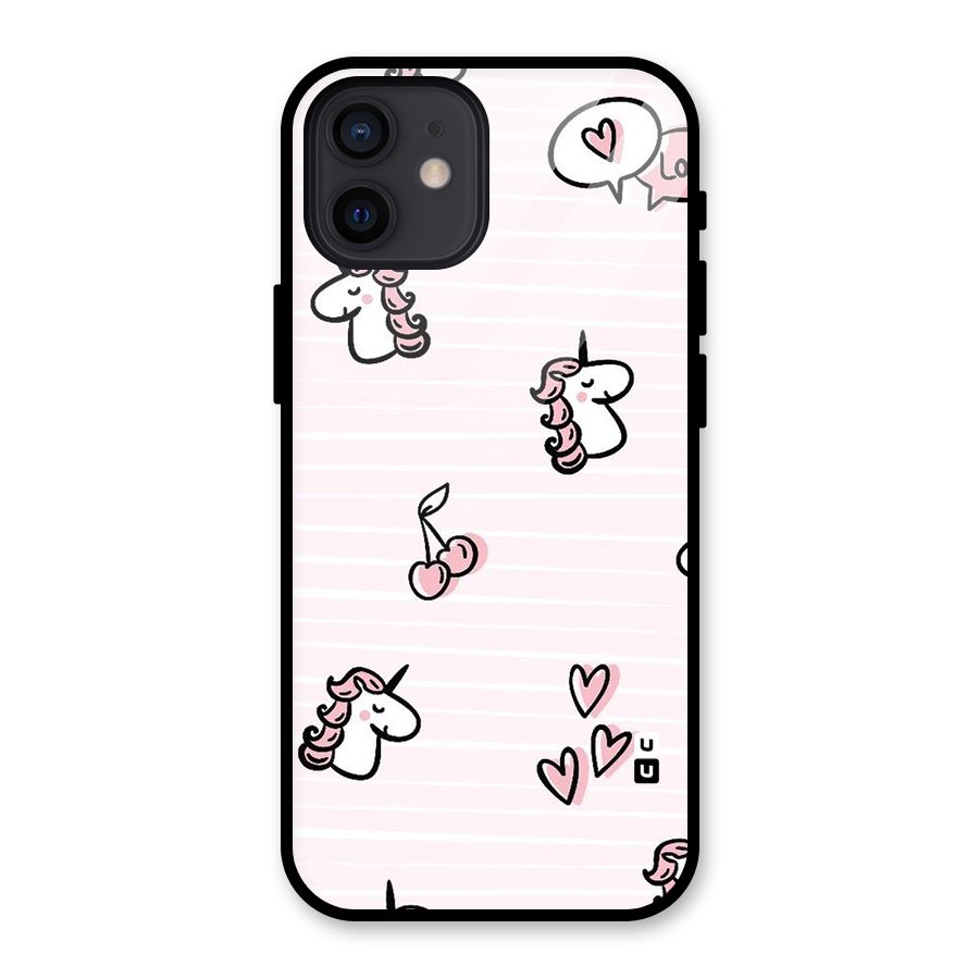 Strawberries And Unicorns Glass Back Case for iPhone 12