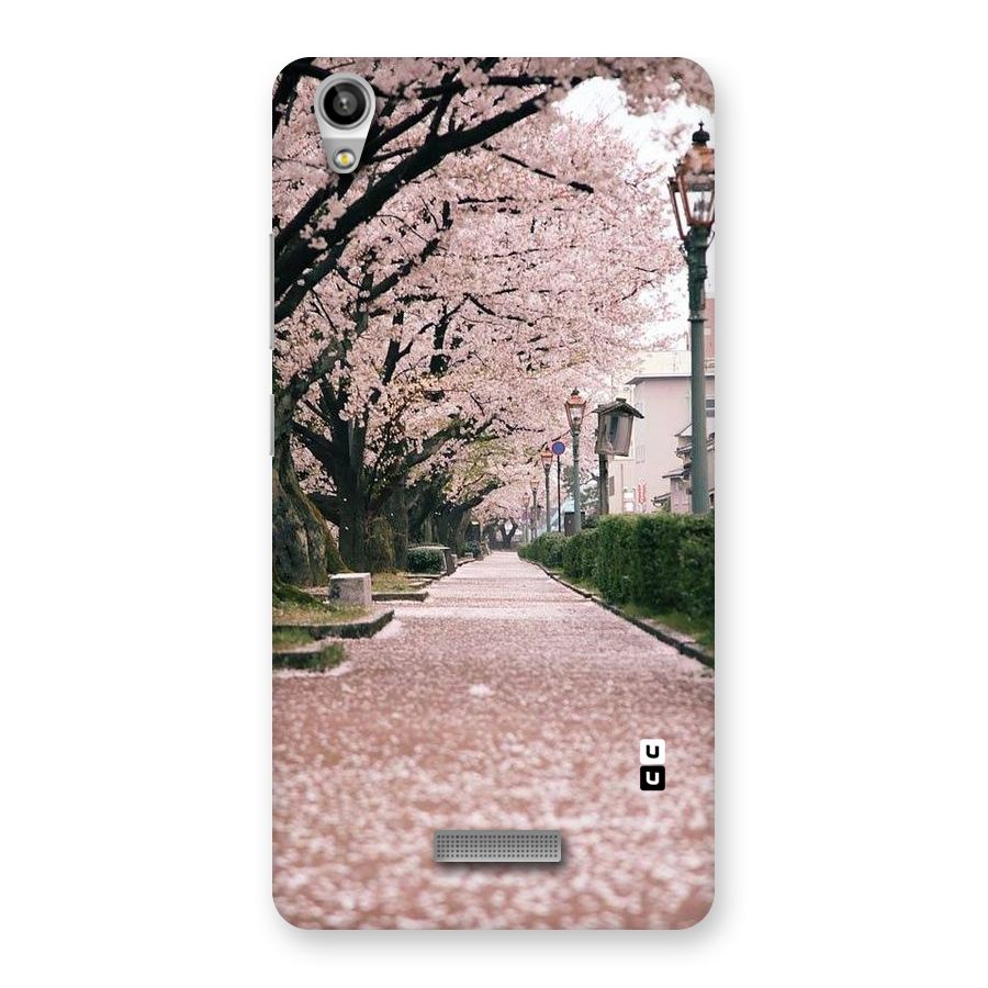 Street In Pink Flowers Back Case for Lava-Pixel-V1