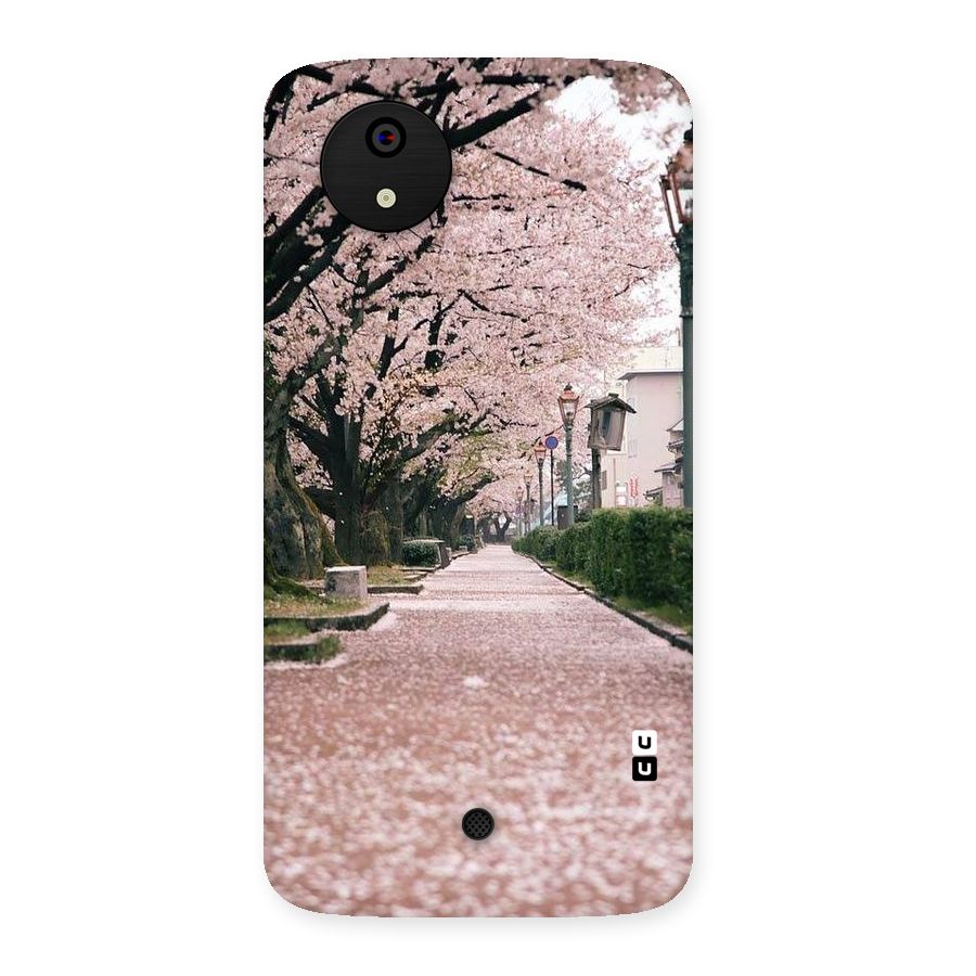 Street In Pink Flowers Back Case for Micromax Canvas A1