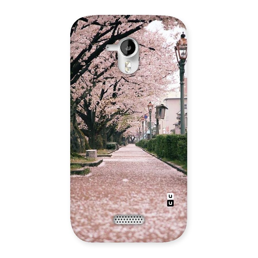 Street In Pink Flowers Back Case for Micromax Canvas HD A116