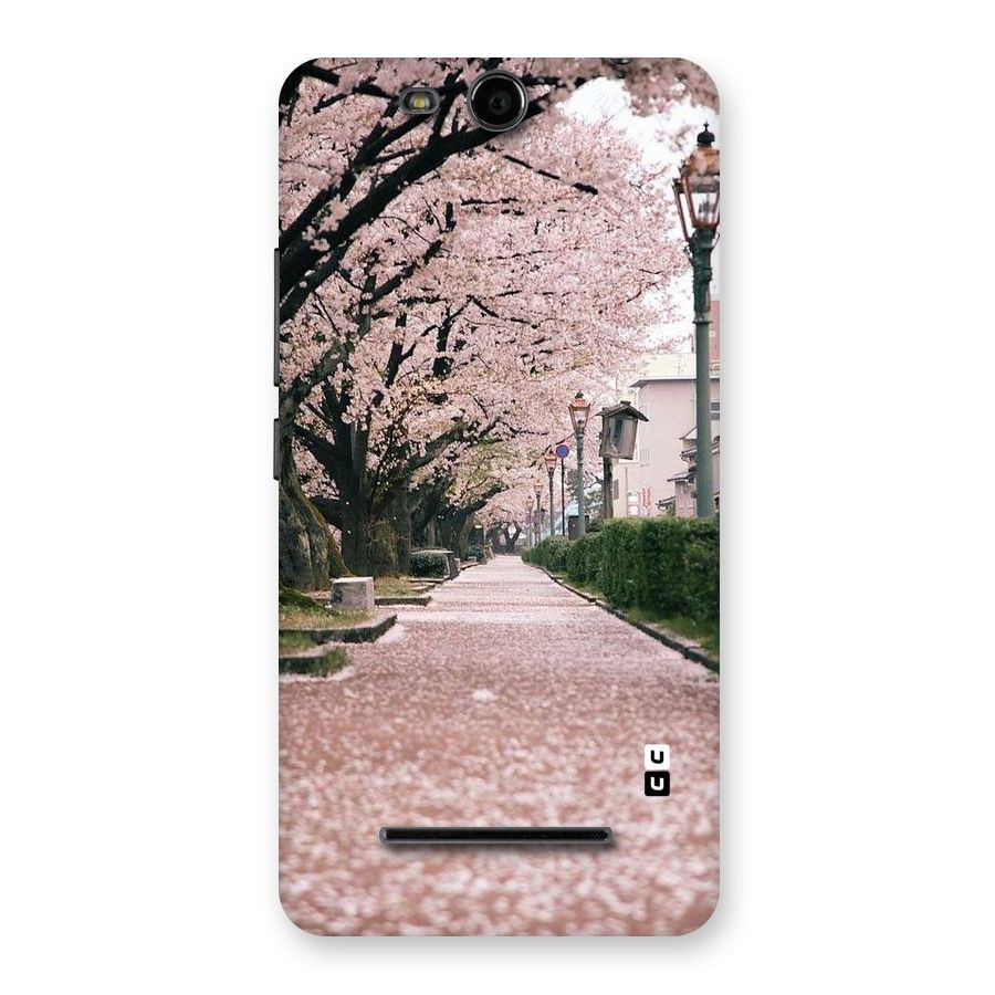 Street In Pink Flowers Back Case for Micromax Canvas Juice 3 Q392