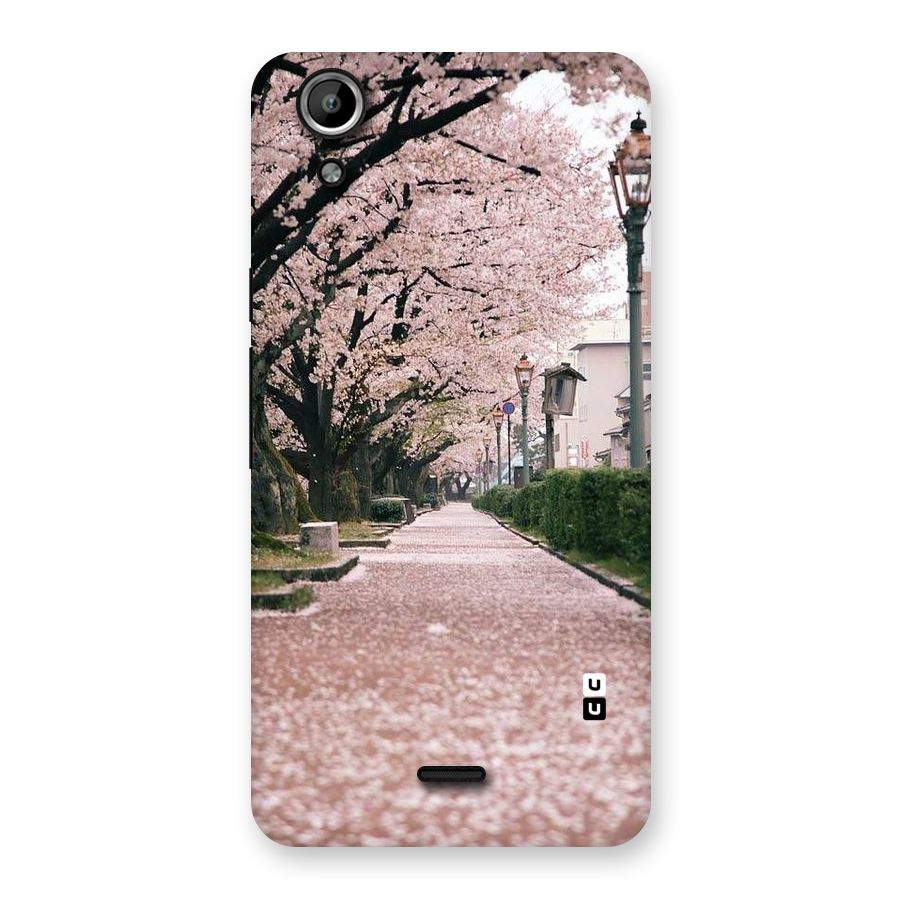 Street In Pink Flowers Back Case for Micromax Canvas Selfie Lens Q345