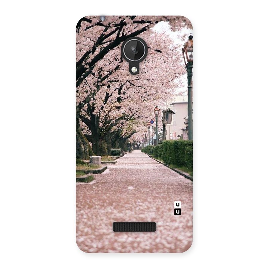 Street In Pink Flowers Back Case for Micromax Canvas Spark Q380