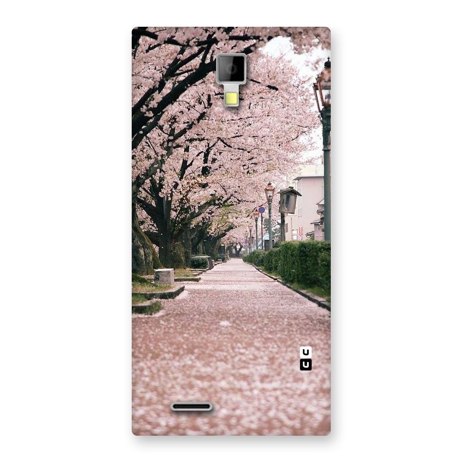 Street In Pink Flowers Back Case for Micromax Canvas Xpress A99