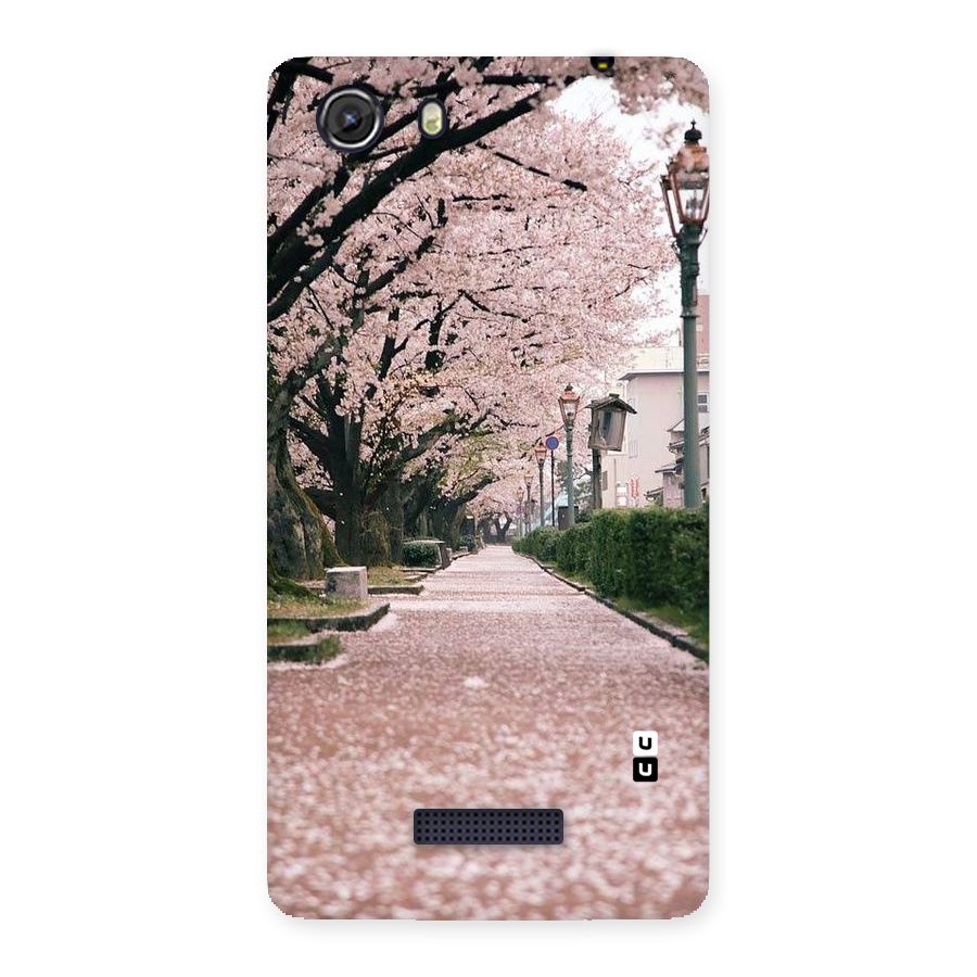 Street In Pink Flowers Back Case for Micromax Unite 3