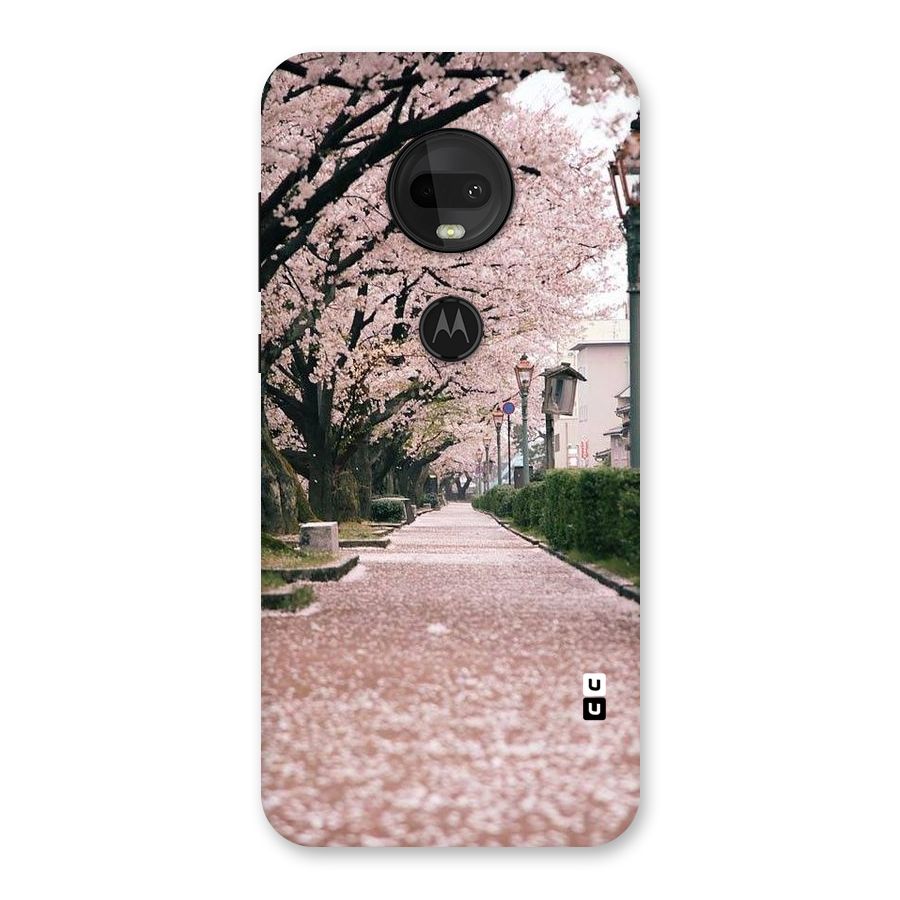 Street In Pink Flowers Back Case for Moto G7