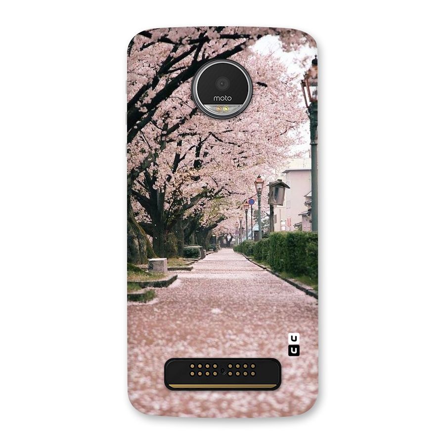 Street In Pink Flowers Back Case for Moto Z Play