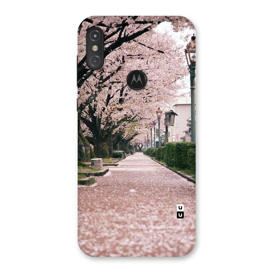 Street In Pink Flowers Back Case for Motorola One Power