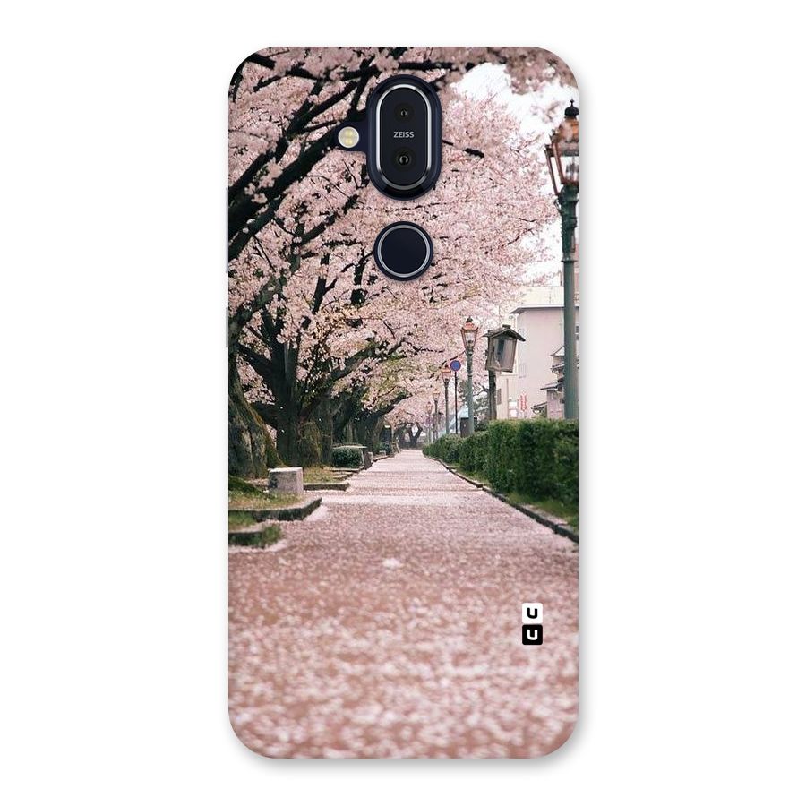 Street In Pink Flowers Back Case for Nokia 8.1