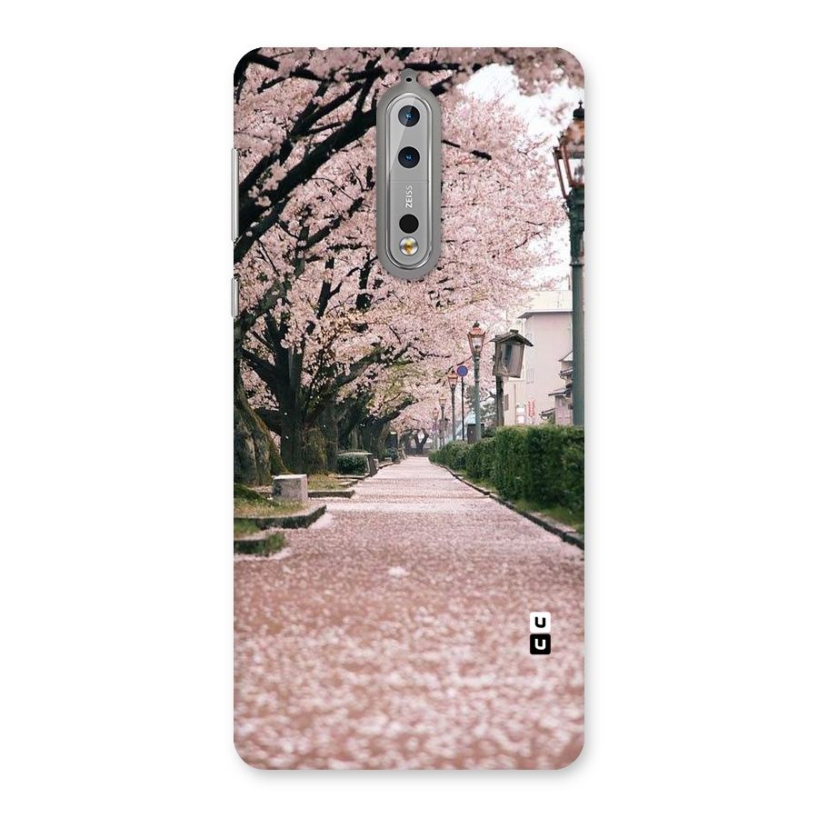 Street In Pink Flowers Back Case for Nokia 8