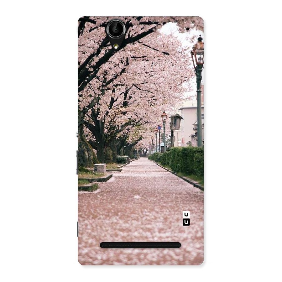 Street In Pink Flowers Back Case for Sony Xperia T2
