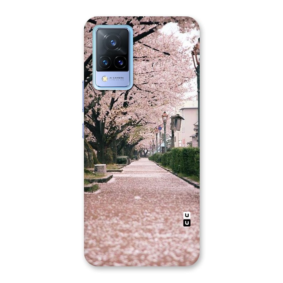 Street In Pink Flowers Back Case for Vivo V21 5G