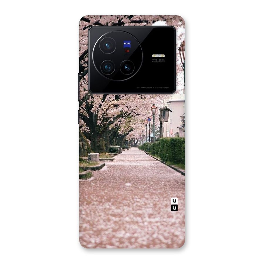 Street In Pink Flowers Back Case for Vivo X80