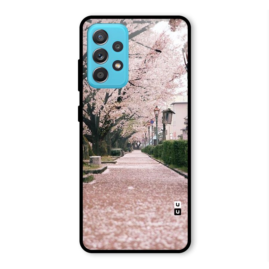 Street In Pink Flowers Glass Back Case for Galaxy A52