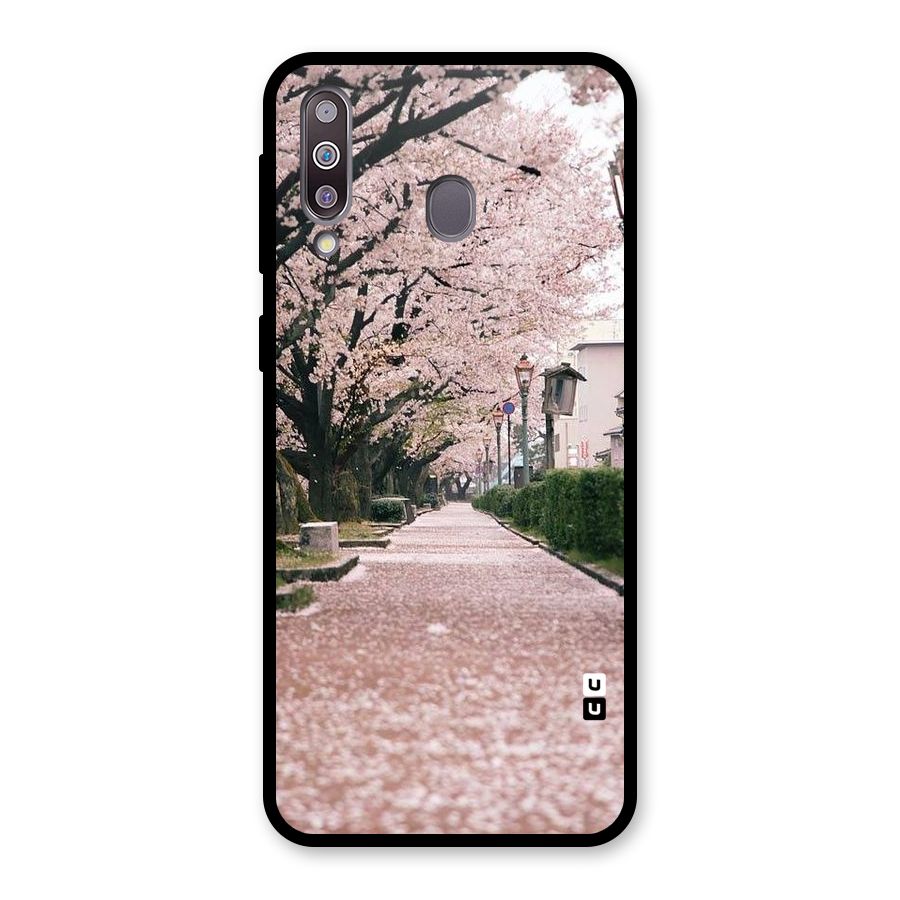 Street In Pink Flowers Glass Back Case for Galaxy M30