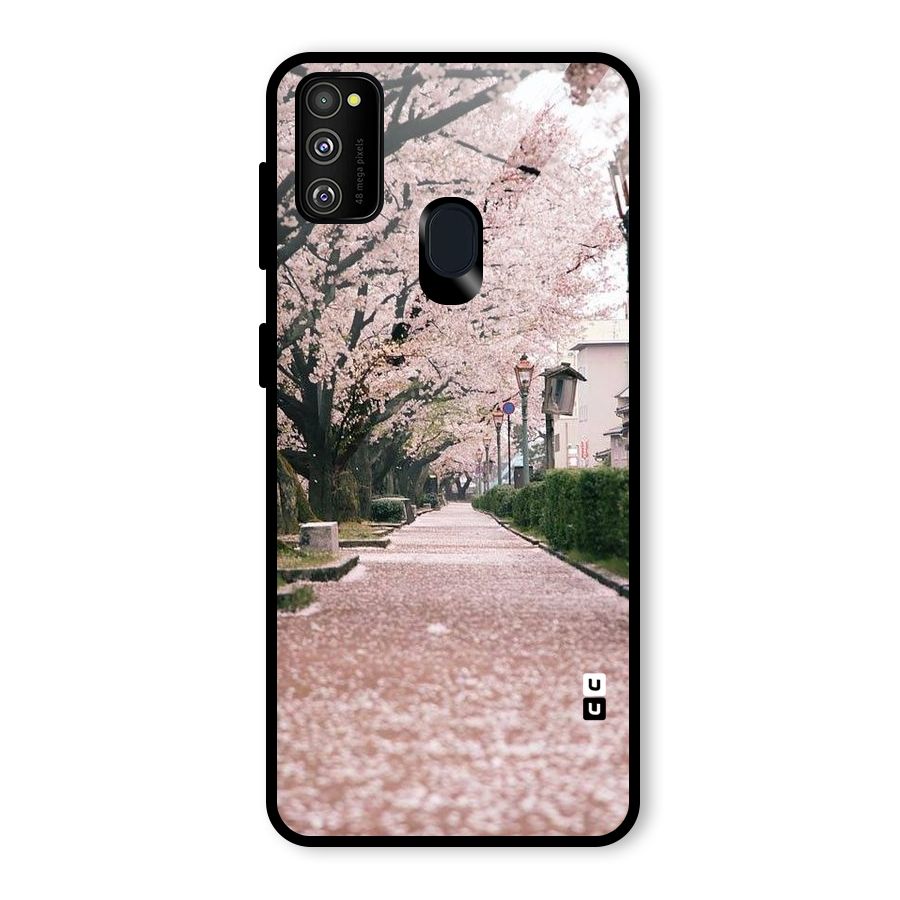 Street In Pink Flowers Glass Back Case for Galaxy M30s