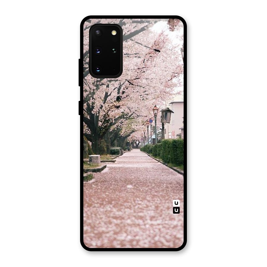 Street In Pink Flowers Glass Back Case for Galaxy S20 Plus