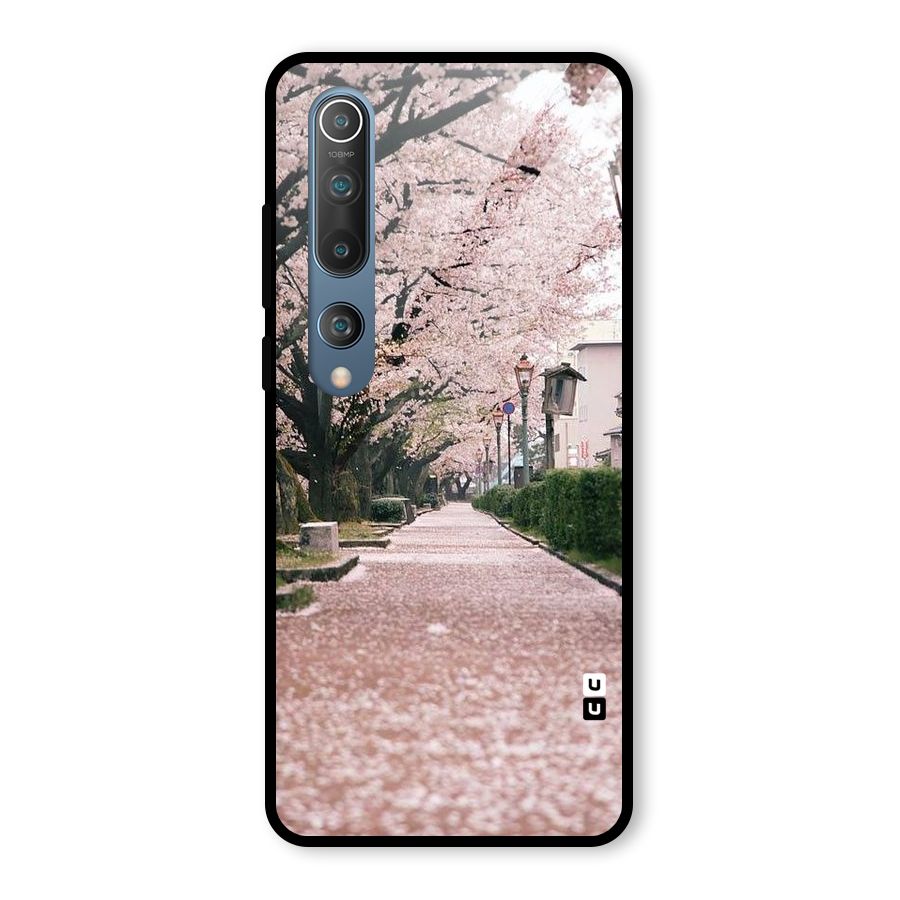 Street In Pink Flowers Glass Back Case for Mi 10