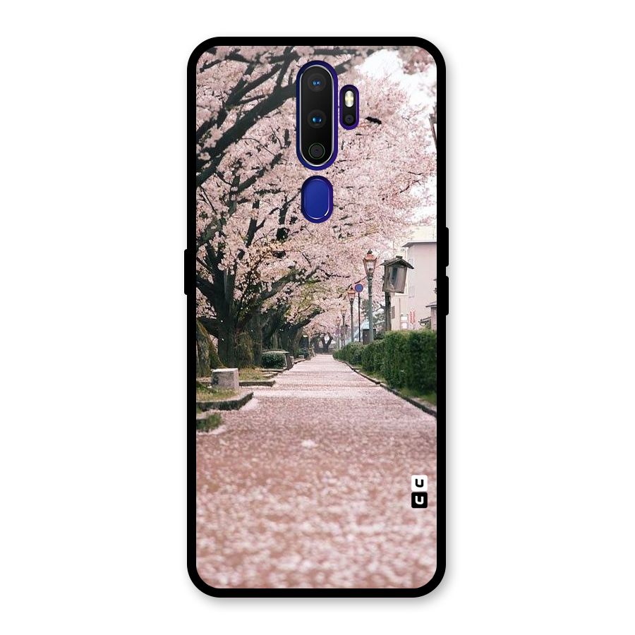 Street In Pink Flowers Glass Back Case for Oppo A9 (2020)