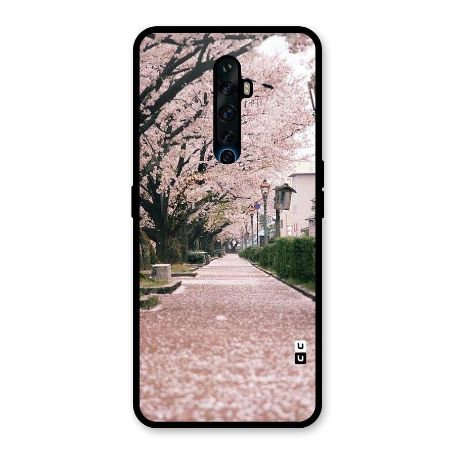 Street In Pink Flowers Glass Back Case for Oppo Reno2 F