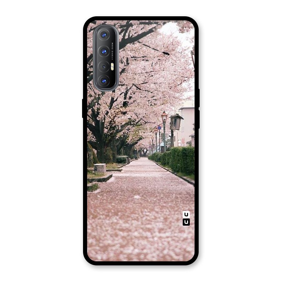Street In Pink Flowers Glass Back Case for Oppo Reno3 Pro
