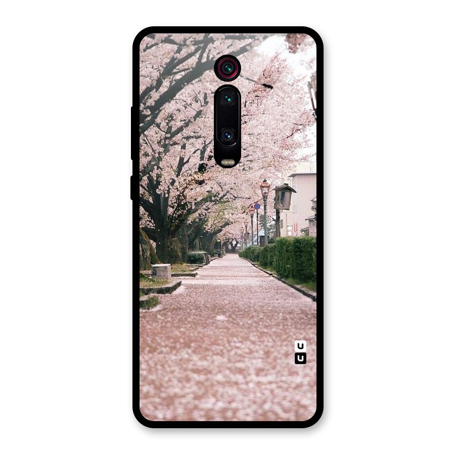 Street In Pink Flowers Glass Back Case for Redmi K20 Pro
