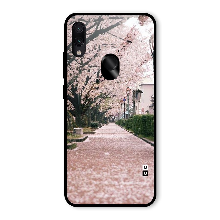 Street In Pink Flowers Glass Back Case for Redmi Note 7S