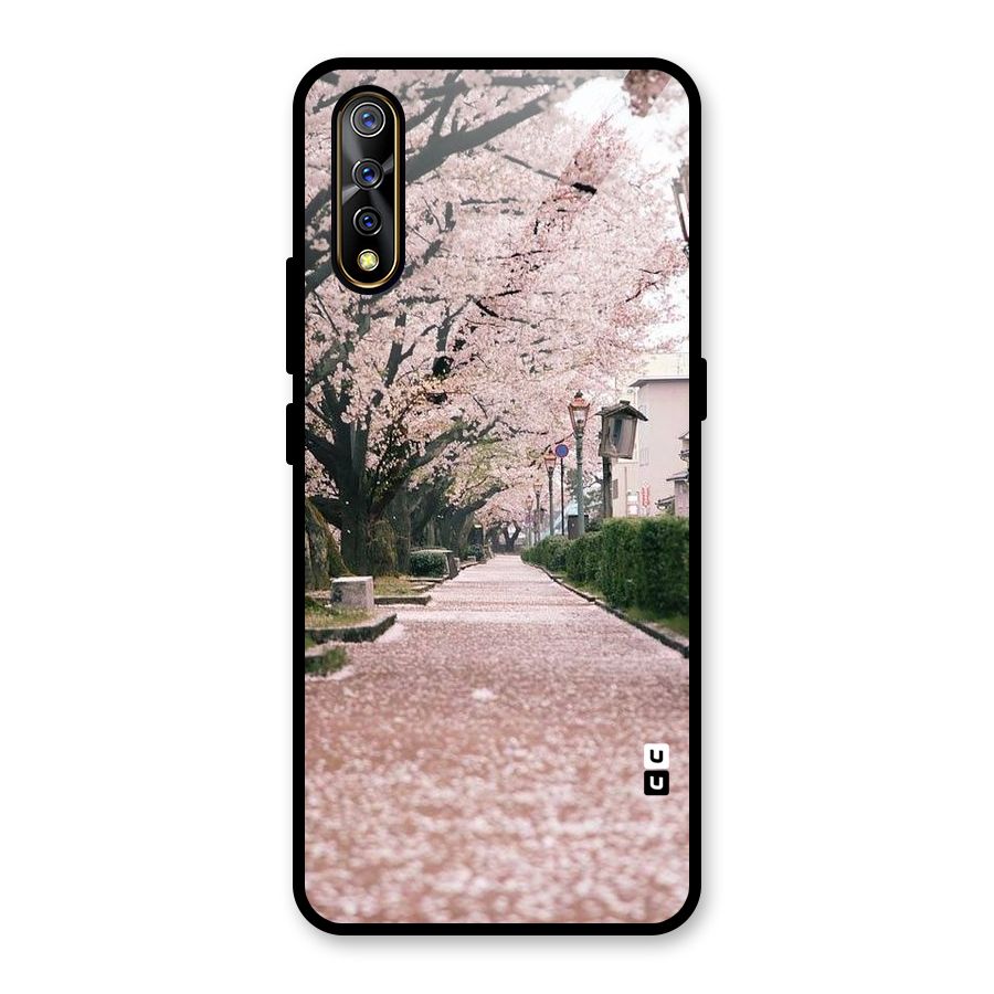 Street In Pink Flowers Glass Back Case for Vivo S1