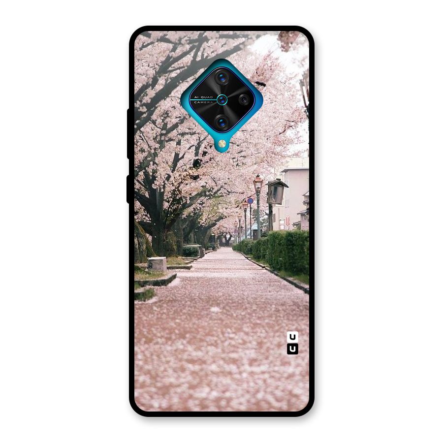 Street In Pink Flowers Glass Back Case for Vivo S1 Pro