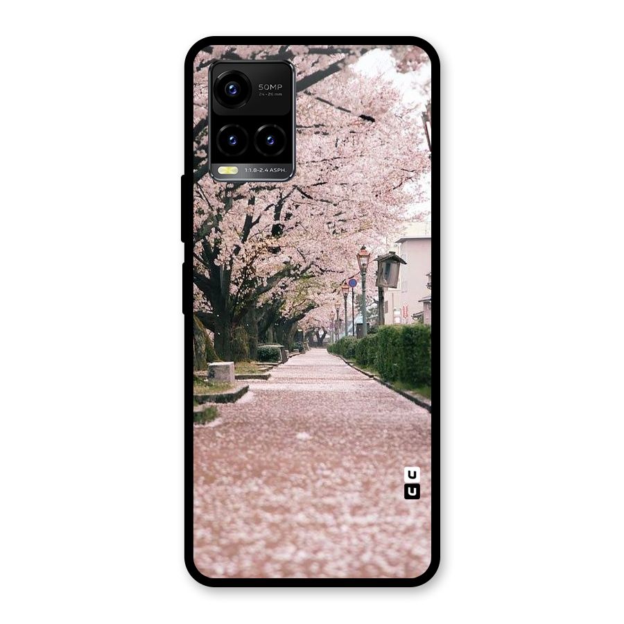Street In Pink Flowers Glass Back Case for Vivo Y21T