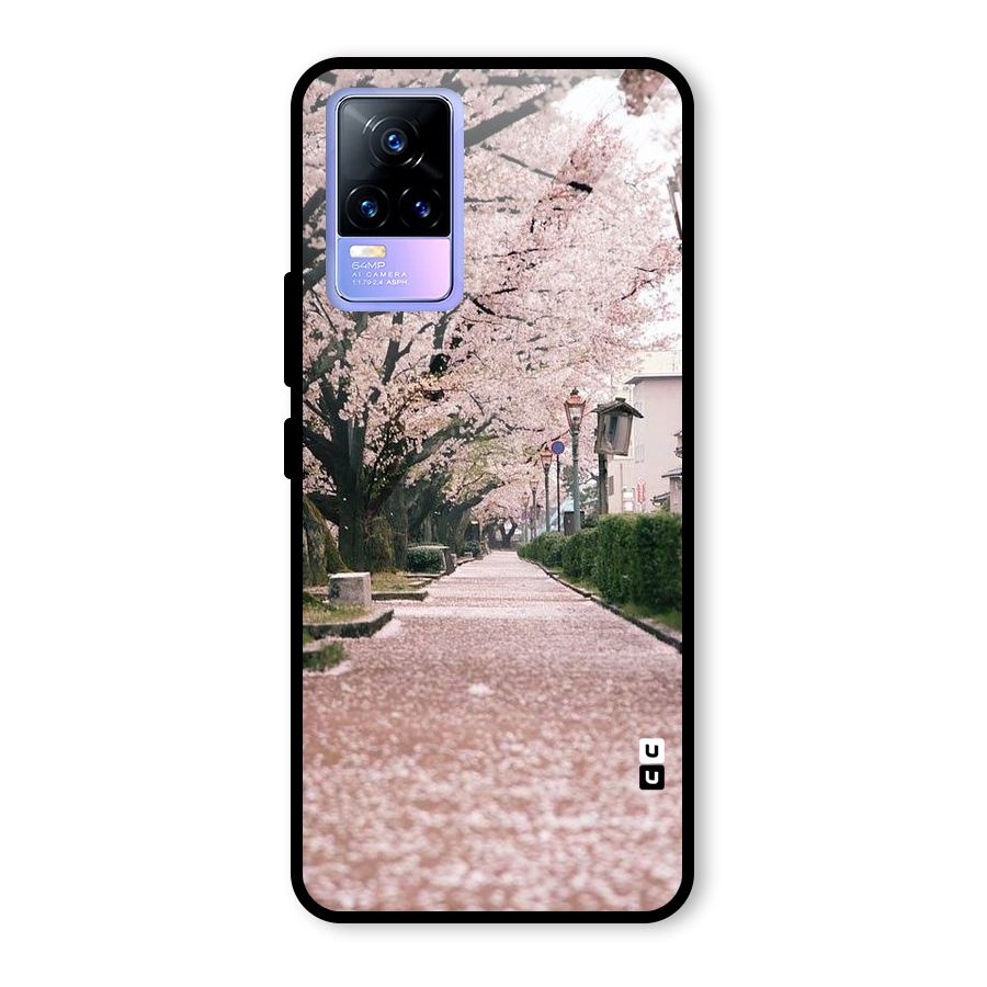 Street In Pink Flowers Glass Back Case for Vivo Y73