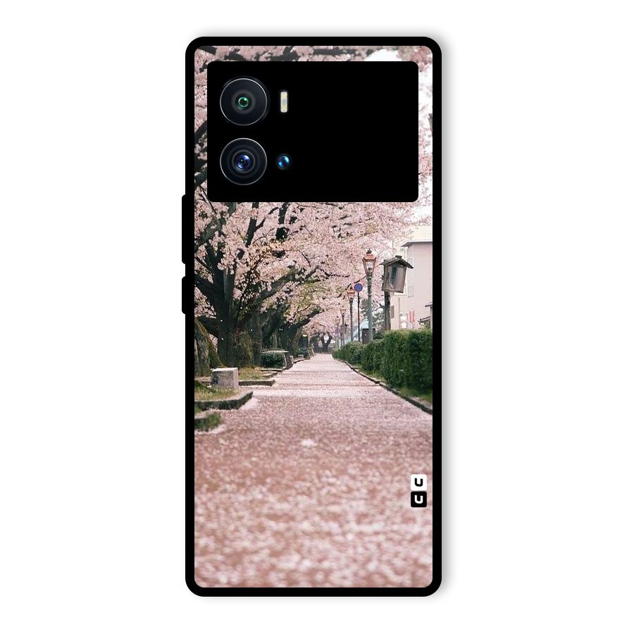 Street In Pink Flowers Glass Back Case for Vivo iQOO 9 Pro