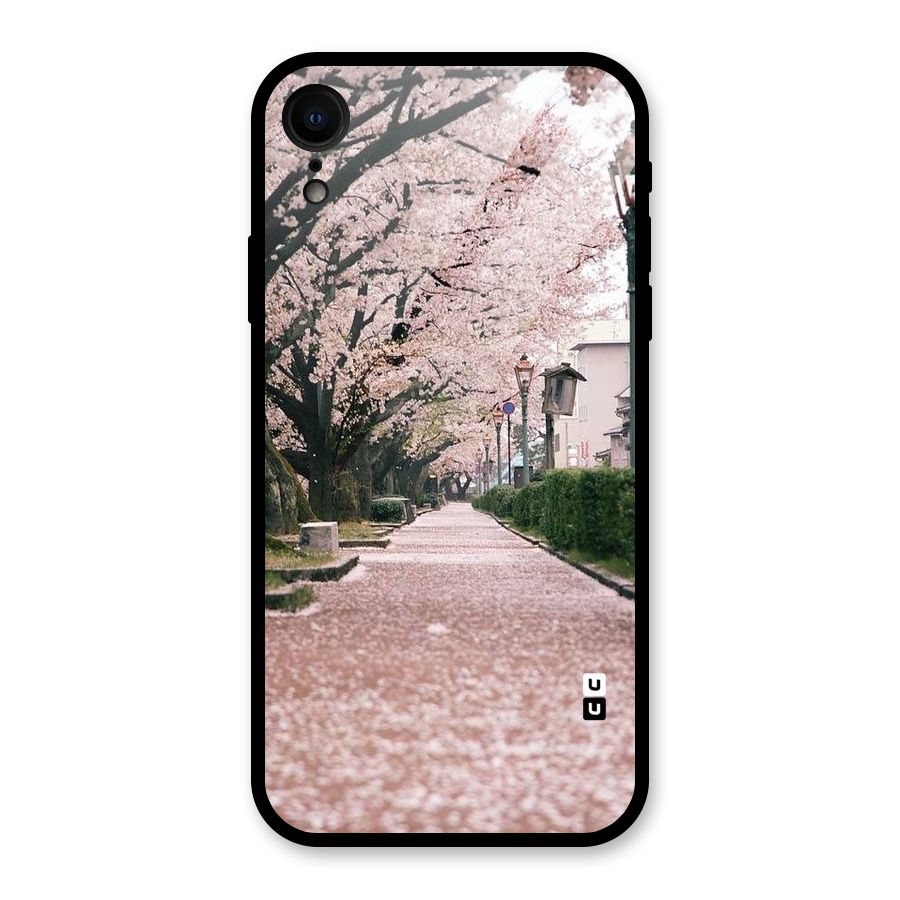 Street In Pink Flowers Glass Back Case for XR