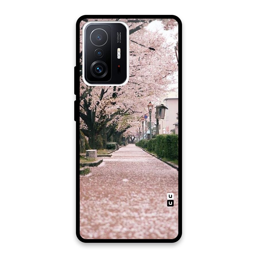 Street In Pink Flowers Glass Back Case for Xiaomi 11T Pro