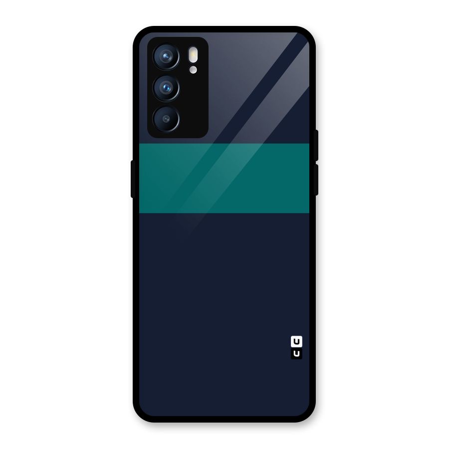 Stripe Block Glass Back Case for Oppo Reno6 5G