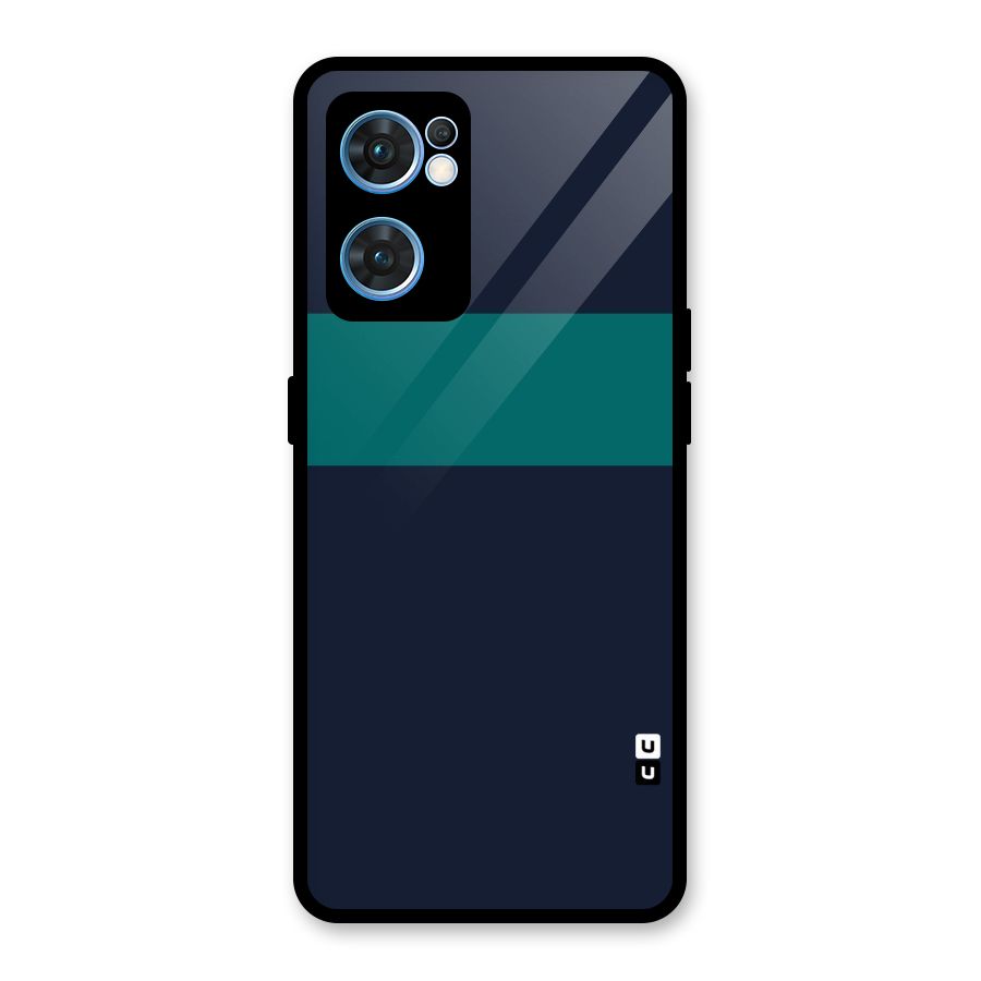 Stripe Block Glass Back Case for Oppo Reno7 5G
