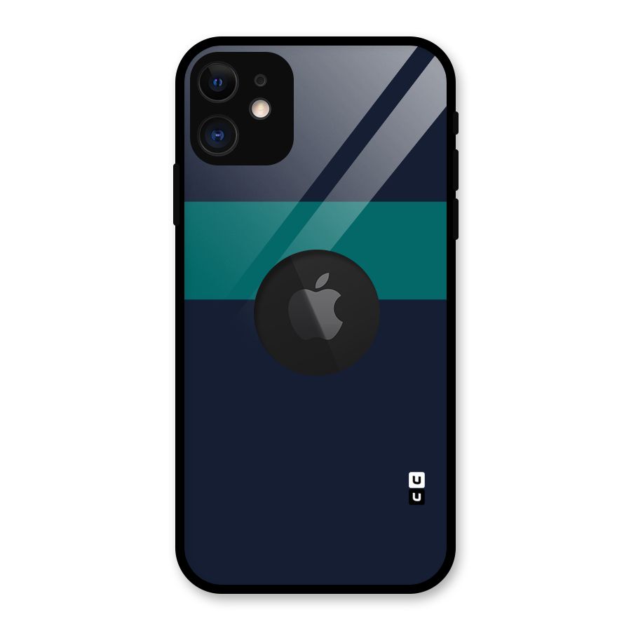 Stripe Block Glass Back Case for iPhone 11 Logo Cut