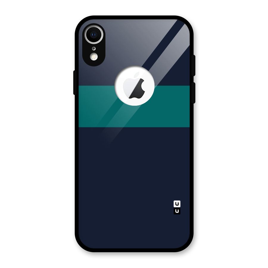 Stripe Block Glass Back Case for iPhone XR Logo Cut