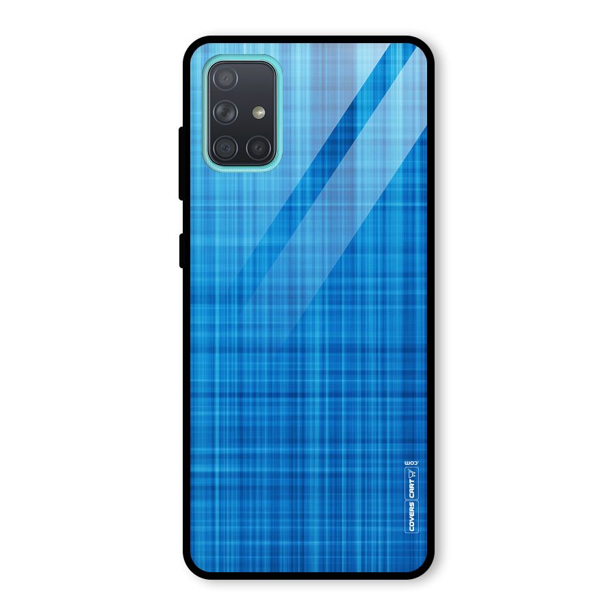 Stripe Blue Abstract Glass Back Case for Galaxy A71