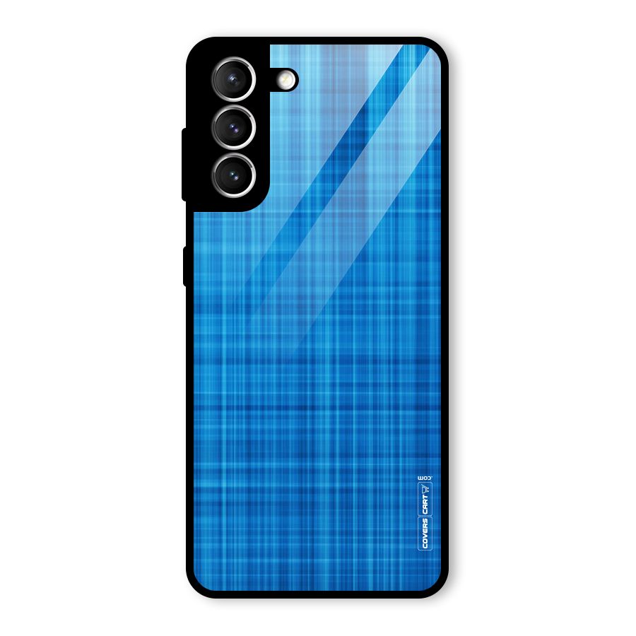Stripe Blue Abstract Glass Back Case for Galaxy S21 5G