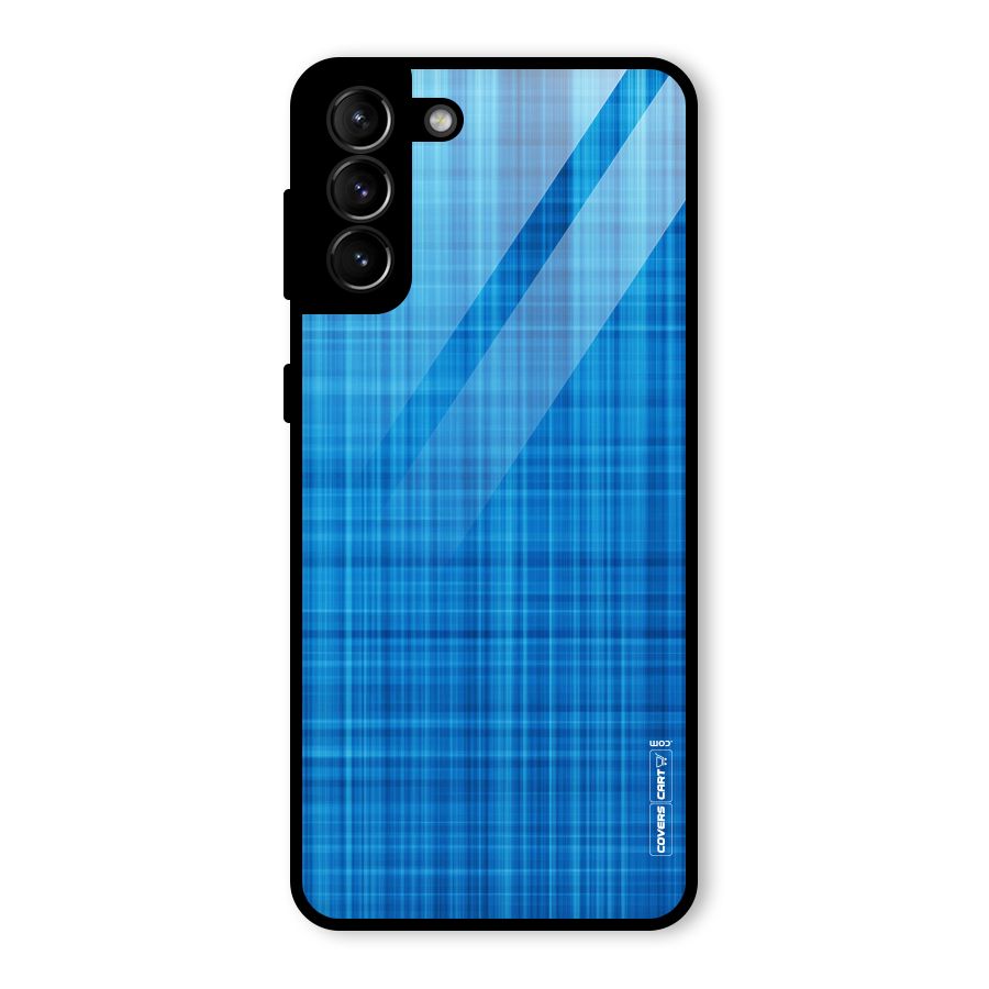 Stripe Blue Abstract Glass Back Case for Galaxy S21 Plus