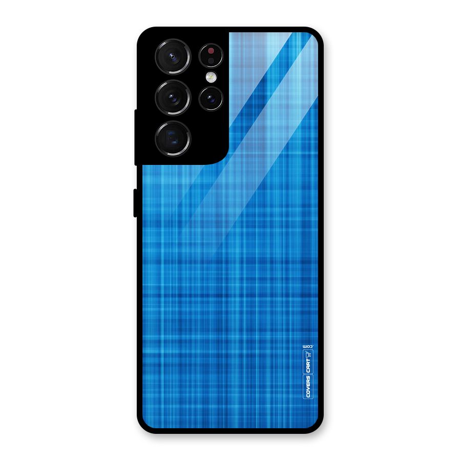 Stripe Blue Abstract Glass Back Case for Galaxy S21 Ultra 5G