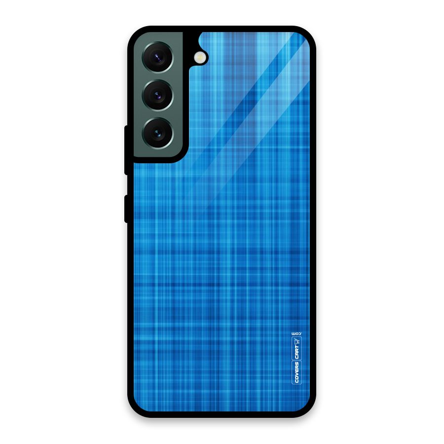 Stripe Blue Abstract Glass Back Case for Galaxy S22 5G