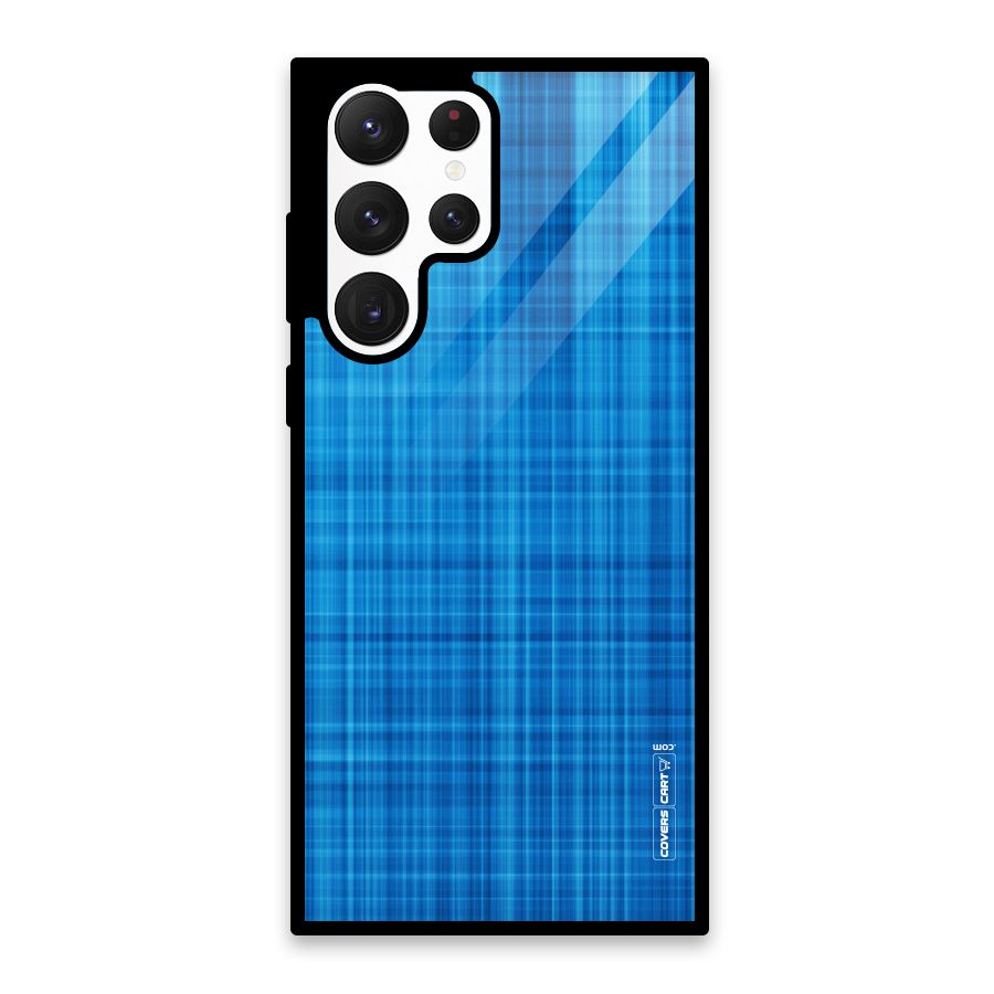 Stripe Blue Abstract Glass Back Case for Galaxy S22 Ultra 5G